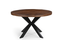 Table à manger ronde pliante, forme ronde, pieds en X, noir et marron, meubles pour la maison