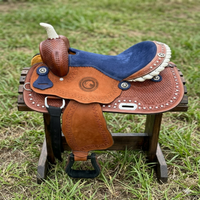Silla de Montar Occidental de Cuero Duradera con Asiento Profundo y Cómodo para Paseos a Caballo, Entrenamiento en Rancho y Aventuras Ecuestres