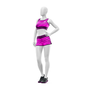 Ensembles de yoga deux pièces légers et sans coutures personnalisés avec ceinture élastique en nylon et spandex, débardeur et short de sport à séchage rapide - Product Image 4