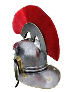 Casque de Centurion Romain Médiéval avec Plume Rouge en Acier Doux, Armure de Chevalier de Combat pour Reconstitutions Historiques, Décoration Maison et Bureau - Product Image 2