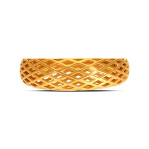 แหวนลายฉลุชุบทองคำแท้ Royal Lattice Luxe สำหรับผู้หญิง ดีไซน์เรขาคณิตลายตาข่ายเพชร - Product Image 3