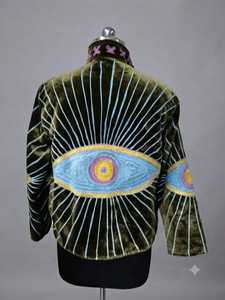 Chaqueta Suzani de Terciopelo Verde Oliva al por Mayor para Hombre, Chaqueta Bordada de Diseñador Premium, Ropa Exterior Étnica Tradicional Multicolor - Product Image 4