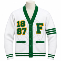 Cardigan personnalisé FAMU Florida A&M University, orange et vert, col en V, tricoté, pour femmes, style grec, brodé, style preppy