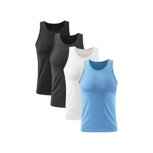 เสื้อกล้ามแขนกุดสีทึบสำหรับผู้ชาย คอกลม ผ้าถัก สวมใส่สบาย สีฟ้า - Product Image 6