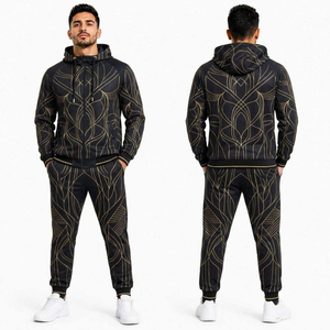 Ensemble de jogging décontracté urbain en coton 100 % écologique, survêtement imprimé personnalisé, streetwear, sweat à capuche et pantalon de survêtement, style hip-hop, vêtements d'hiver - Product Image 3