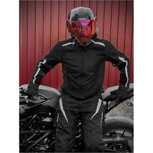Gants de cyclisme à doigts entiers noirs en cuir véritable, compatibles écran tactile, antidérapants, respirants, résistants à l'usure, avec poignet réglable - Product Image 5
