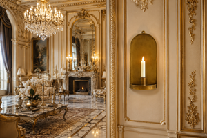 Premium Venetian <b>Wall</b> <b>Sconce</b> Baroque Decorative <b>Wall</b> <b>Light</b> with Intricate Mirror Craftsmanship, Antique Inspired Brass Finish, - Product Image 1