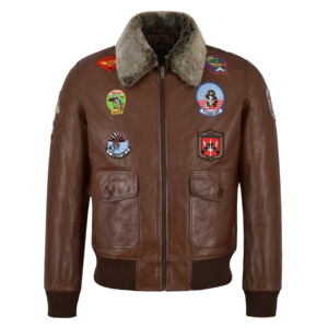 <b>Smart</b> Range Leather Custom 100% Genuine Napa Leather Brown <b>Mens</b> Aviator Bomber <b>Jacket</b> Blouson Toop Gunn YKK Zips Patchwork - Product Image 1