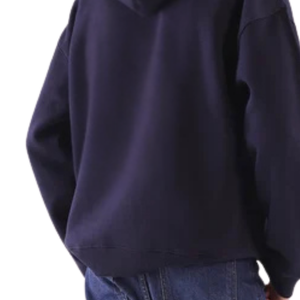Sudadera con Capucha Oversize Azul Marino Personalizada con Logo para Mujer, de Forro Polar Grueso, Estilo Streetwear con Hombros Caídos, Venta al por Mayor - Product Image 3