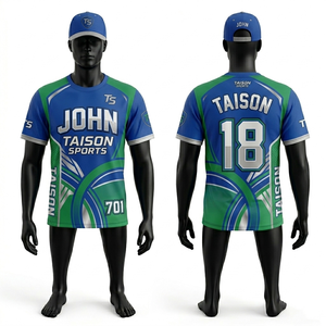 Camiseta Deportiva de Poliéster de Alto Rendimiento de 160 g/m² para Hombre, Color Azul Rey, Verde Neón con Paneles Grises en los Hombros, Logotipo Personalizado por Sublimación - Product Image 3