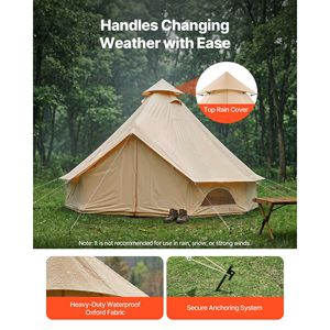 Tenda Oxford Bell 4 Stagioni 9,84 Piedi, Tenda Yurt per Campeggio con Foro per Stufa, Impermeabile e Traspirante, per 3 Persone - Product Image 4