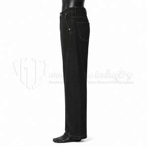 Jeans de Mezclilla Negros para Hombre, Corte Holgado y Pierna Ancha, Algodón Grueso, Ecológicos, Estilo Casual Otoñal - Product Image 5
