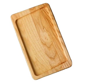 Plateau de service en bois à bord vif et artistique |   Plateau en bois massif fait à la main pour la décoration intérieure contemporaine - Product Image 2