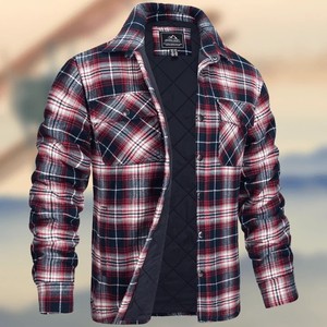 Camisa de Franela 100% Algodón para Hombre, Chaqueta Casual a Cuadros con Cierre de Botones, Mangas Largas, Ropa Exterior Cálida - Product Image 1