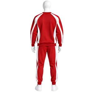 Conjunto Deportivo de Dos Piezas con Panel Rojo, Sudadera con Franja Lateral en Contraste, Pantalones Jogger, Ropa Deportiva Informal para Entrenamiento - Product Image 2
