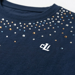 Haut court orné de strass pour femme, personnalisable avec logo, coupe décontractée, coton de haute qualité, respirant, style streetwear, coupe oversize - Product Image 4