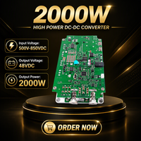Module convertisseur DC-DC Dilong 650V vers 48V 2kW pour véhicules électriques, abaisseur de tension à cadre ouvert, entrée large plage de tension DC 500V-850V