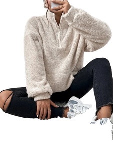Nouveau Pull Décontracté Femme 2025 à Demi-Zip, Imprimé Couleur Unie, en Peluche, Coupe Oversize, avec Col Boutonné Brodé, 100% Coton Long - Product Image 2