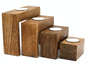 Portavelas de Madera Natural Hecho a Mano, Candelabro Rústico para Decoración del Hogar, Centro de Mesa, Comedor, Dormitorio y Eventos Especiales - Product Image 6