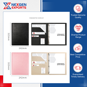 Carpeta de Presentación de Negocios de Cuero PU Hecha a Mano de la Mejor Calidad, Modelo 16, con Anillas, Personalizable con Logotipo - Product Image 2