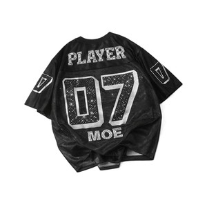 Trendy Brown Black American Football Jersey Men Rhinestone <b>Sequin</b> Hip Hop Streetwear Oversized Mesh <b>Crop</b> <b>Top</b> Bling Streetwear - Product Image 4