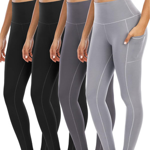 Women’s High Waist Yoga <b>Leggings</b> <b>with</b> Side <b>Pockets</b> | Soft Tummy Control Fitness Pants | Wholesale Gym Wear - Product Image 3