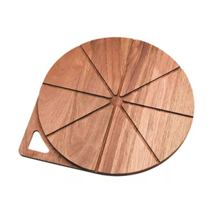 Tabla para Pizza de Madera de Acacia con Asa, Bandeja Redonda Multiusos para Servir Pizza, Queso y Charcutería, Utensilios de Cocina - Product Image 4