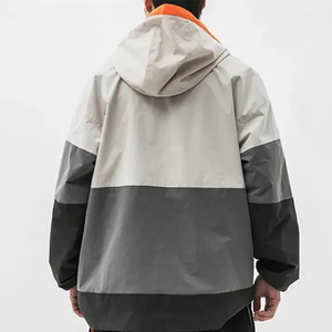 Blousons de survêtement à col zippé avec blocs de couleur et logo personnalisé, coupe oversize, coupe-vent, faible MOQ, vente en gros, fournisseur de survêtements d'entraînement - Product Image 5