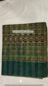 <b>Indian</b> hand block printed Kantha <b>Quilt</b> Handmade Cotton Bedcover Traditional Printed Green Black Pattern Home Decor All Season - Product Image 4