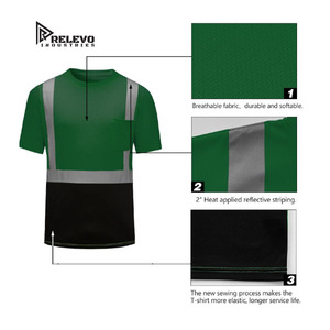 Camiseta de Seguridad de Alta Visibilidad Relevo Industries, Verde con Cinta Reflectante, Bolsillo, Ropa de Trabajo, Manga Corta para Hombre, Logotipo ANSI Clase 2 EN - Product Image 3