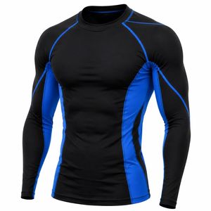 Vêtements de sport personnalisés pour hommes, manches longues, col rond, rashguard en spandex et polyester 180g, logo frontal, sans couture, séchage rapide, respirant - Product Image 1