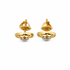 Pendientes de Oro Amarillo de 18K con Diamantes en Forma de Rayos de Sol para Mujer, Acabado Pulido, Clásicos para Uso Diario, Fiestas, Bodas, Regalo de Joyería - Product Image 5