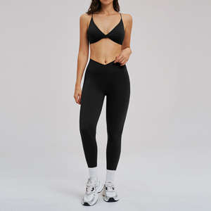 V Neck Brushed Sports Bra for Women Spaghetti Strap Backless Yoga Bra for Gym Stretching and Everyday Comfort - Product Image 5