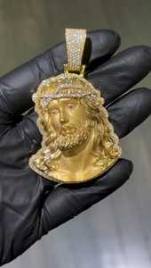 Joyería Religiosa para Hombre de Lujo, Estilo Hip Hop, con Incrustaciones de Moissanita VVS, Chapado en Oro de 14K sobre Plata de Ley 925, con Diseño de Jesucristo, Certificado EGL - Product Image 3