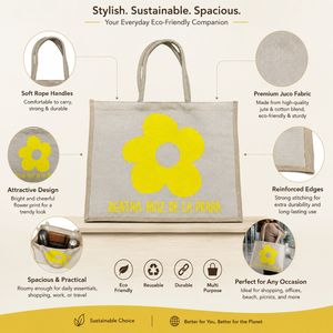 Reusable Juco Shopping Tote <b>Bag</b> Custom Printed Jute Cotton Blend Carry <b>Bag</b> | Large Capacity Beach Grocery Promotional <b>Gift</b> Tote - Product Image 6