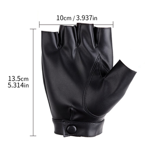 Guantes Retro de Cuero para Moto, Medios Dedos, Largos hasta la Muñeca, Transpirables, Sin Forro, Ecológicos, con Detección Táctil, para Exteriores - Product Image 6