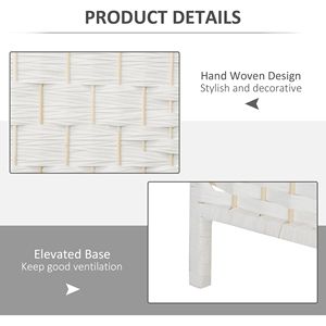 Paravento Pieghevole a 4 Pannelli, Divisorio per Stanza Alto 1,8 m, Parete Divisoria Portatile Intrecciata per Camera da Letto, Design Tradizionale in Legno Bianco - Product Image 6