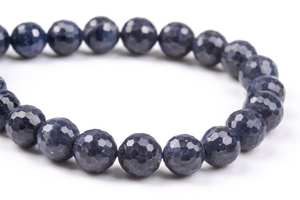 Perles de saphir bleu foncé de 7 mm, qualité supérieure, pierres précieuses naturelles authentiques, micro-facettées, rondes, en vrac, options de lots en gros - Product Image 1