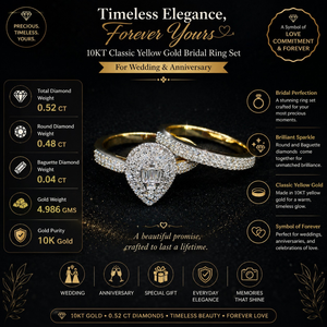 Anillo de Compromiso Clásico de Oro Amarillo de 10 Quilates con Diamante Redondo de 0.48 Quilates y Diamante Baguette de 0.04 Quilates para Boda y Aniversario - Product Image 2