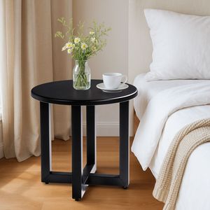 Tavolino Rotondo in Metallo Nero Resistente alle Intemperie per Esterni, Tavolino da Giardino, Tavolino da Caffè per Uso Interno ed Esterno - Product Image 6