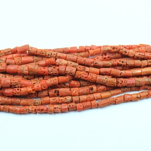 Natural Italian <b>Red</b> Coral Smooth Tube Shape Loose <b>Beads</b> Handmade Coral Gemstone Strand 18 Inch Jewelry Supply Wholesale price - Product Image 3