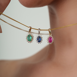 Most Beautiful Latest Design Real 14K Yellow Gold <b>Ruby</b> & Diamond Women's Cluster Pendant Fine High End Jewelry Manufacturer - Product Image 2