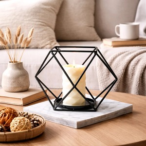 Décoration de Noël pour la maison : Porte-bougie chauffe-plat en fil métallique noir, fait main, écologique et durable, idéal comme centre de table - Product Image 6