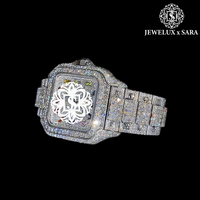 Reloj Analógico de Lujo de Excelente Calidad, Totalmente Blanco, con Diamantes, Resistente al Agua, Caja de Acero Inoxidable, Precio de Exportación