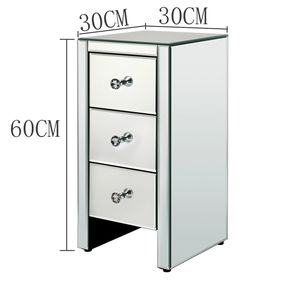 Comodino in Vetro a Specchio di Piccole Dimensioni con Tre Cassetti, Arredamento per Camera da Letto - Product Image 6