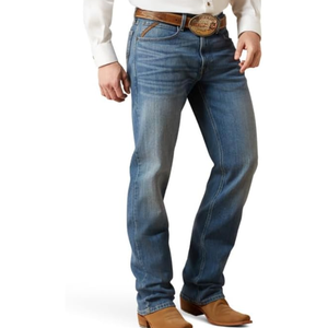 Men's <b>Boot</b> Cut Jeans Relaxed Straight Leg Denim <b>Pants</b> Mid Waist Streetwear Belt Woven Medium Wash Party Casual - Product Image 2