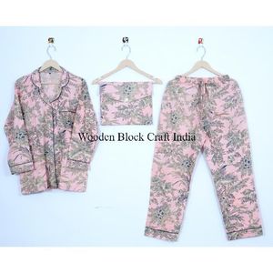 Elegante Conjunto de Pijama de Algodón Puro Suave con Estampado Floral para Mujer, Transpirable, para Damas de Honor, Ropa de Piscina, Vacaciones y Descanso - Product Image 2