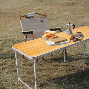 Tavolo Pieghevole Quadrato in Alluminio Leggero con Finitura Effetto Legno 6ft, Altezza Regolabile, Richiudibile per Uso in Camera da Letto/Cucina - Product Image 3