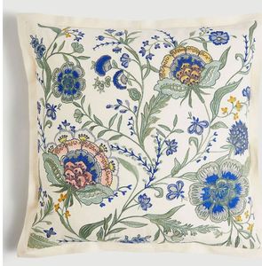Cojín Cuadrado de Lino Floral, Diseño Bordado y Tejido, Cojín Decorativo para Todas las Temporadas - Product Image 2