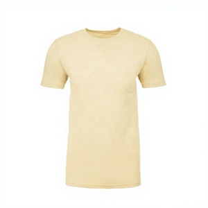 เสื้อยืดคอกว้างผู้ชาย แขนสั้น ทรงปกติ สีพื้น ผ้าถักเนื้อเจอร์ซีย์ 100% ผ้าฝ้าย แต่งขอบตัดสี - Product Image 1